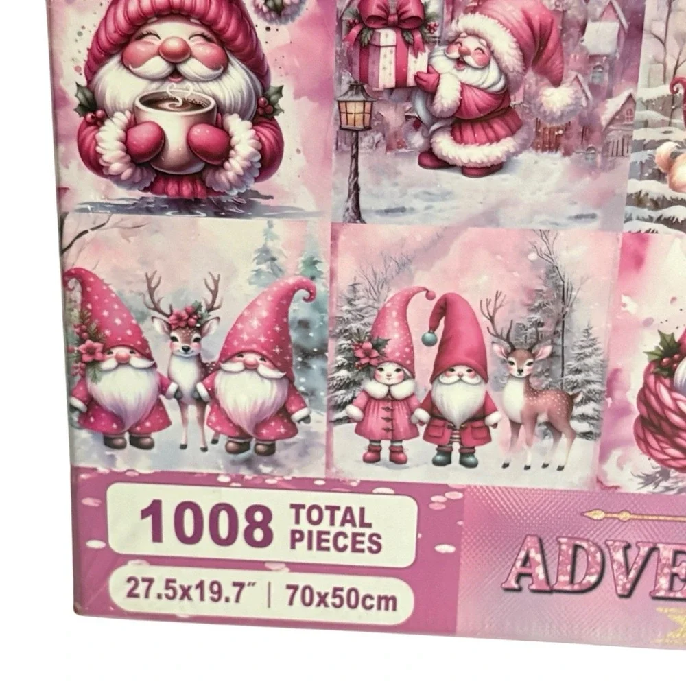 Pink Christmas Gnome Advent Calendar Puzzle 1008 Piece 24 Day Sealed